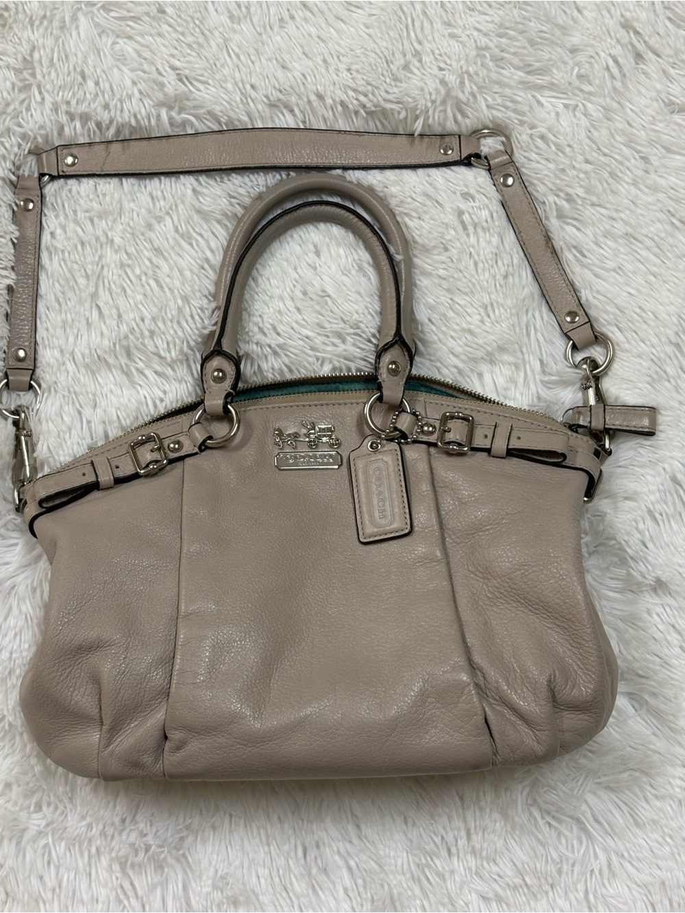Coach Leather Satchel in Light Taupe with Gold Hardware